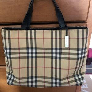 Authentic Burberry Plaid Tote Bag